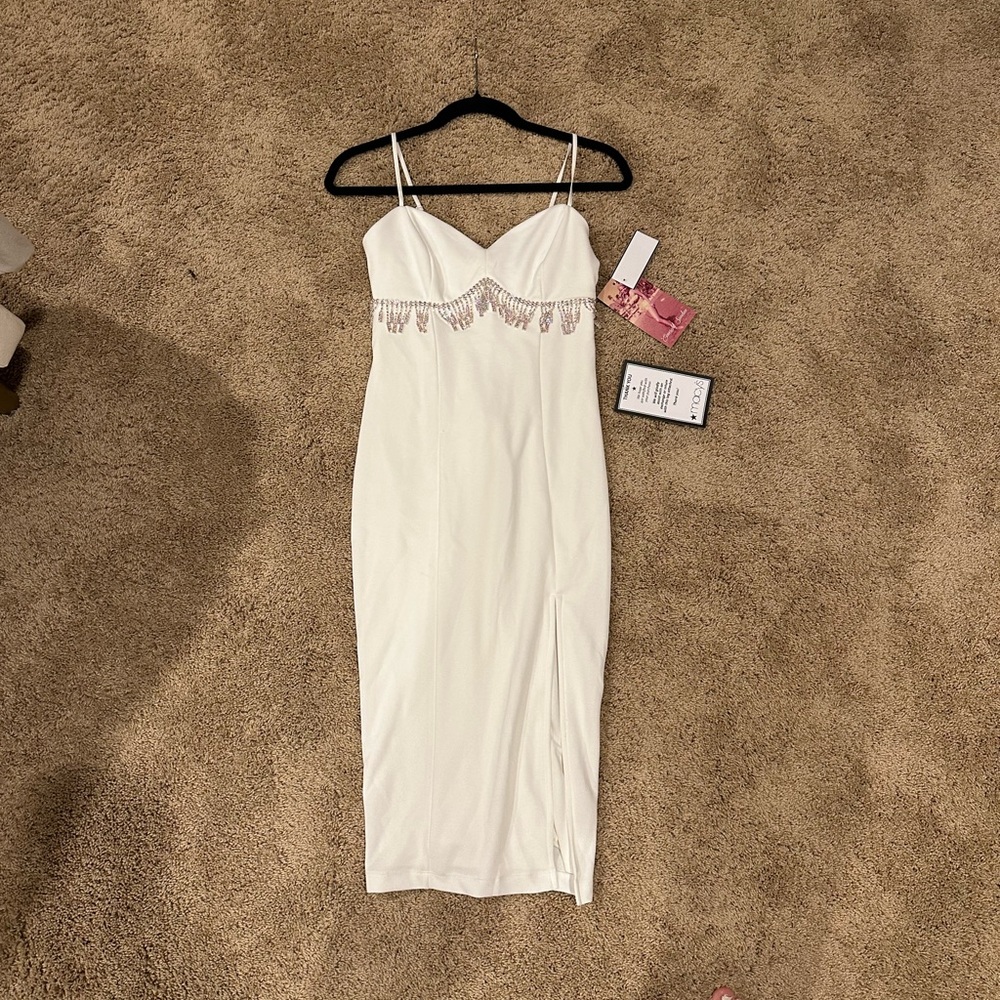 Emerald Sundae White Dress with Sparkling Accents